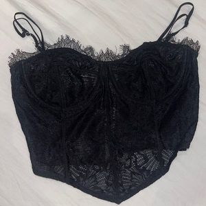 Free People Black Lace Corset